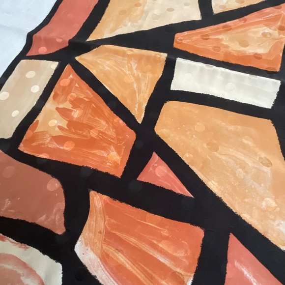 Silk Geometric Print Square Scarf 33”x34” NWOT Made In Italy - Picture 12 of 13